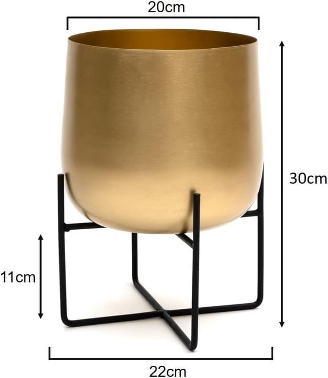 Thumbnail 5 de Olly & Rose Gold Plant Pot with Black Stand