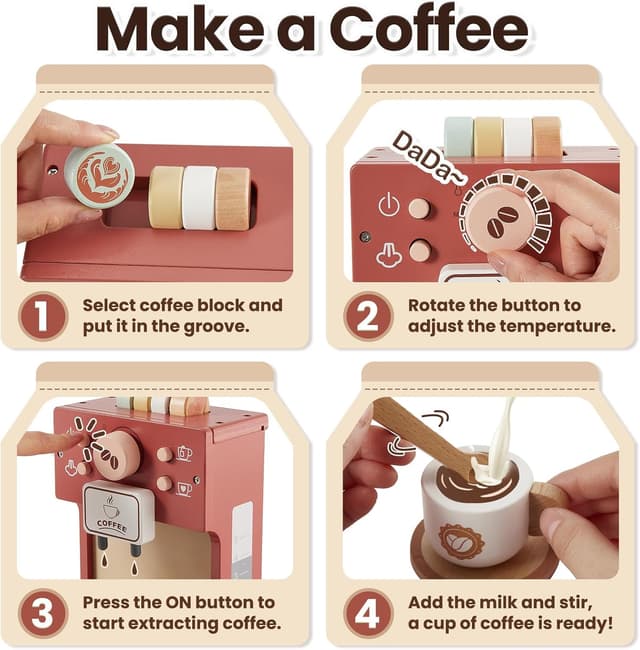 Thumbnail 1 de BUYGER Kids Wooden Coffee Machine Toy