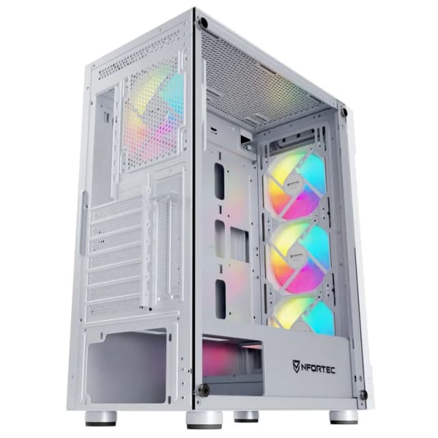 Detalle 2 de Nfortec Azir Torre ATX blanca con frontal 3D mallado