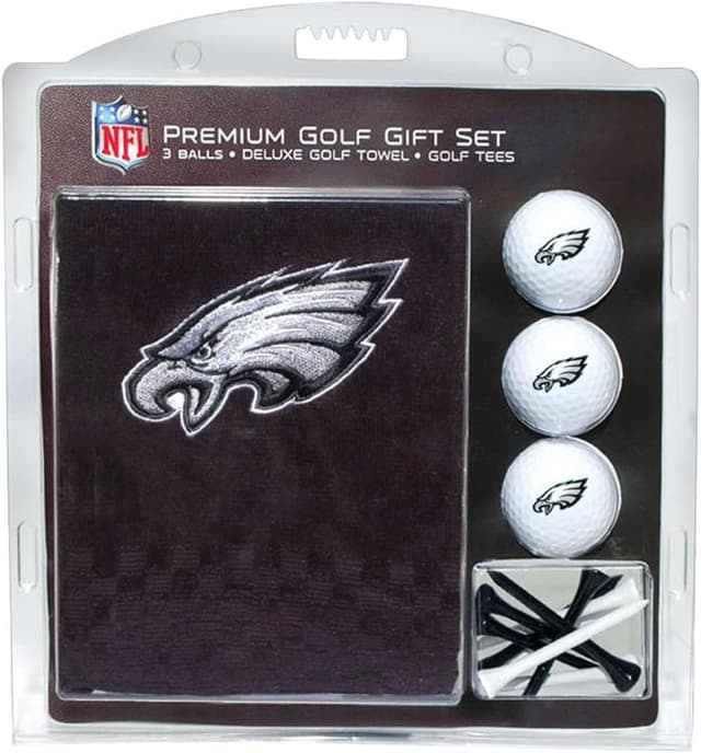 Detalle de Team Golf NFL Philadelphia Eagles Gift Set with Embroidered Golf Towel, 3 Golf Balls, and 14 Regulation Tees