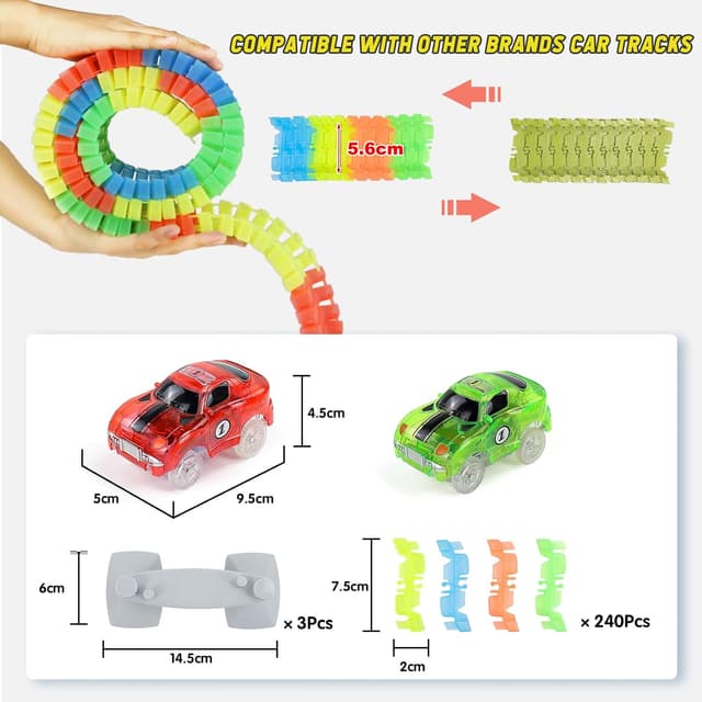 Thumbnail 5 de Autorennbahn Glow Tracks 240 Stück 3 Jahre