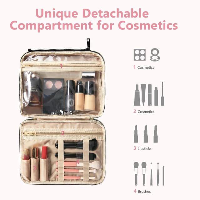 Detalle de Voyagrise Hanging Toiletry Bag for Women – large-capacity travel wash bag with hook and compartments