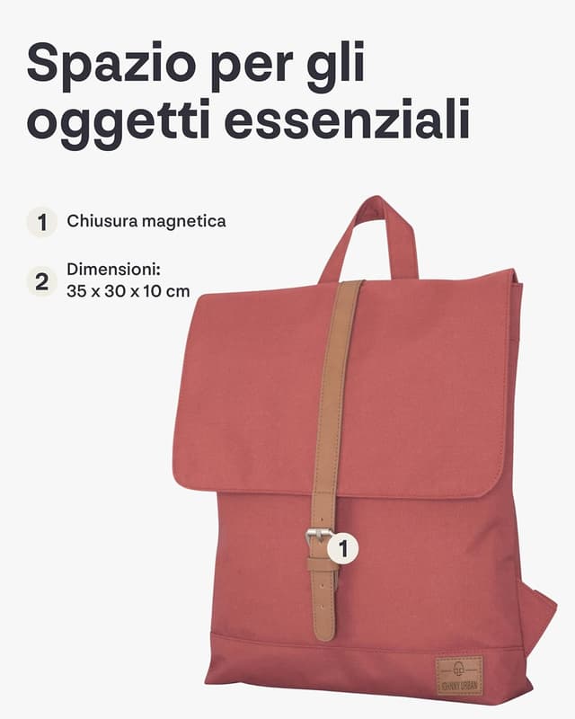 Detalle de Johnny Urban Zaino Donna Mia: zainetto piccolo idrorepellente con porta PC da 16” e volume 7 litri