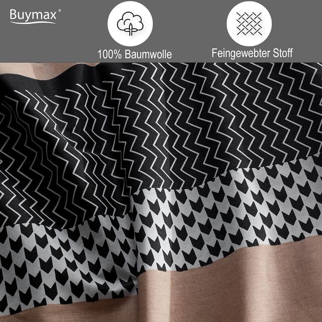 Detalle de Buymax Bettwäsche 200x200 cm aus 100% Baumwolle, 3-teilig (Bettbezug + 2 Kissenbezüge 80x80) mit Reißverschluss