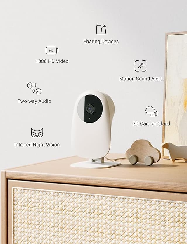 Detalle de Nooie Cámara Vigilancia Bebe 2K, Audio Bidireccional y Alexa