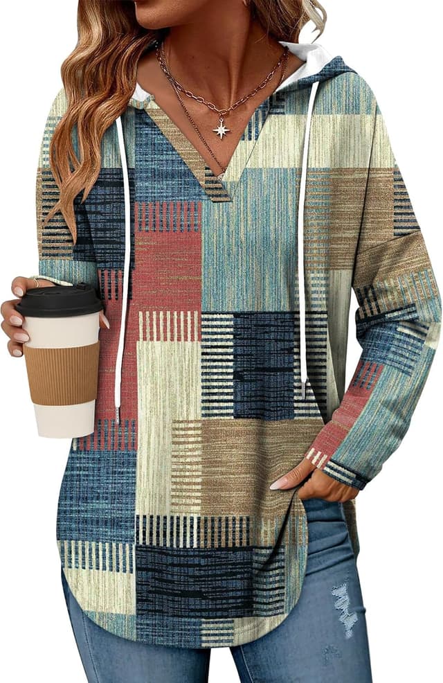 Thumbnail 6 de CHICZONE ladies oversized pullover hoodie top (V-neck, drawstring hood)