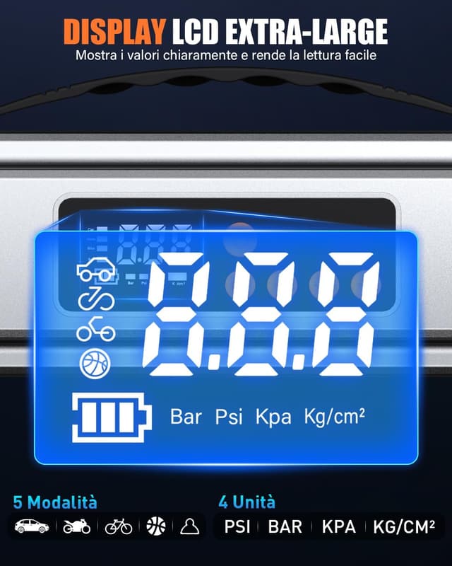 Thumbnail 6 de Onherm 7-in-1 Booster Avviatore auto con compressore 150 PSI, 2000A e torcia, per batterie 12V benzina e diesel