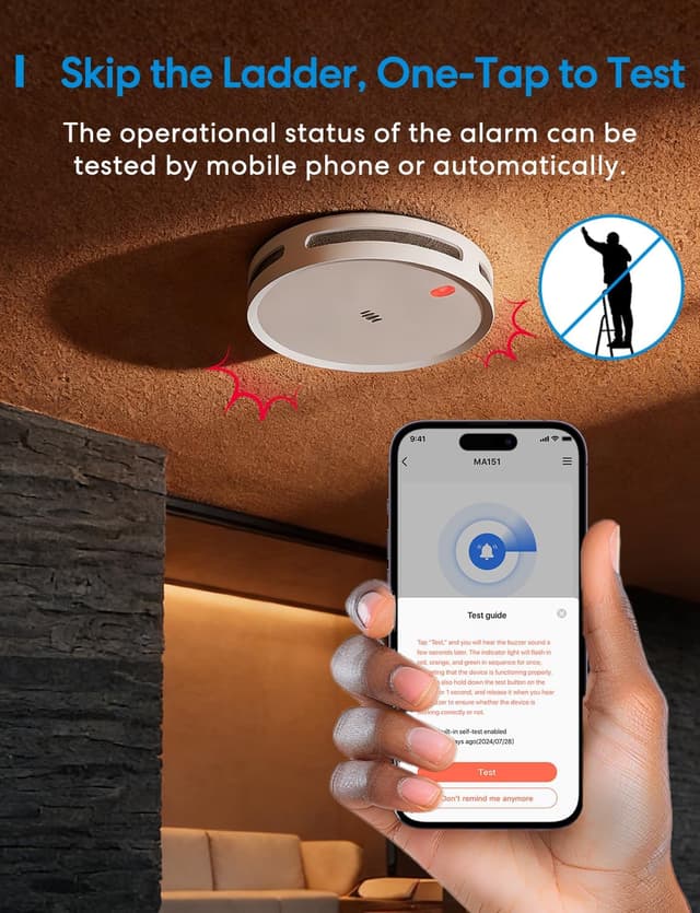 Detalle 2 de meross Matter Rilevatore di fumo WiFi con doppio sensore ottico, con Hub MSH450 (6 pezzi)