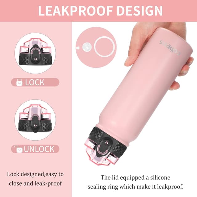 Detalle 2 de GOPPUS 600ml stainless water bottle with straw 💧