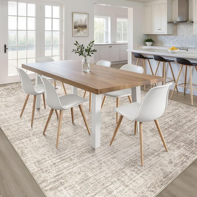 Thumbnail 4 de 8x10 Washable Neutral Brown Area Rug