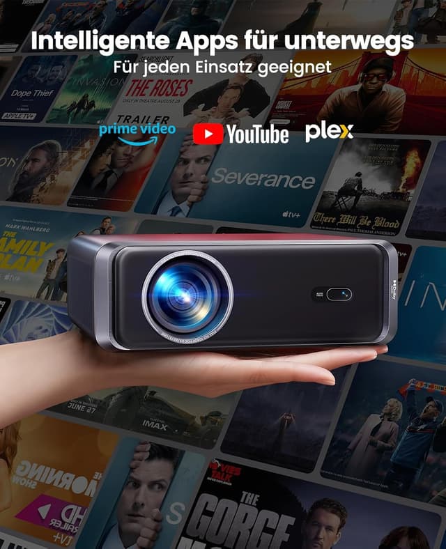 Detalle 2 de iWIMIUS Smart Beamer 4K mit Official Netflix, Dolby Audio, 1000 ANSI und Auto-Fokus (WiFi 6/Bluetooth) für Outdoor & Garten