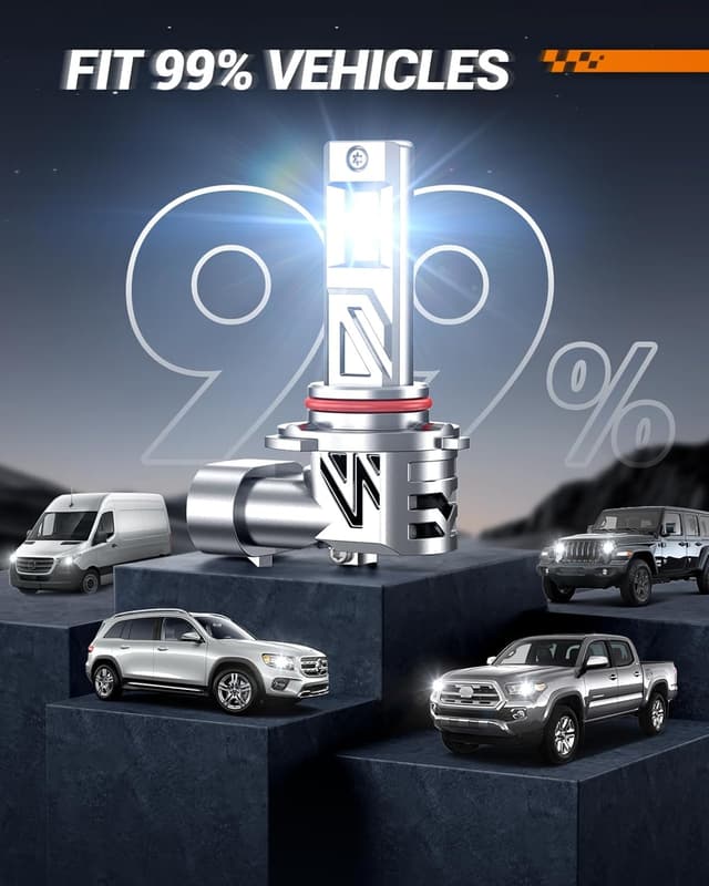 Detalle 2 de SEALIGHT HB3/9005 LED Headlight Bulbs (2-Pack) with Fan, 6500K Cool White, 1:1 Stock Size