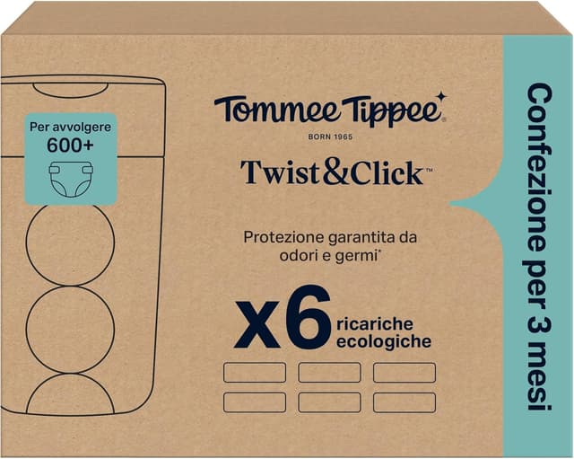 Detalle 2 de Tommee Tippee Sacchetti per mangiapannolini Twist & Click: 6 ricariche da 10,5 m con pellicola antibatterica