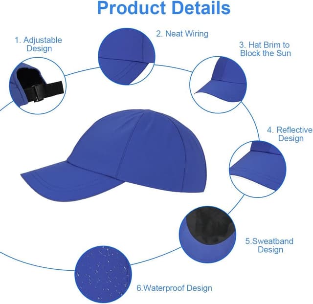 Detalle de AUYAO Cappello da Baseball impermeabile unisex con visiera riflettente e UPF50+