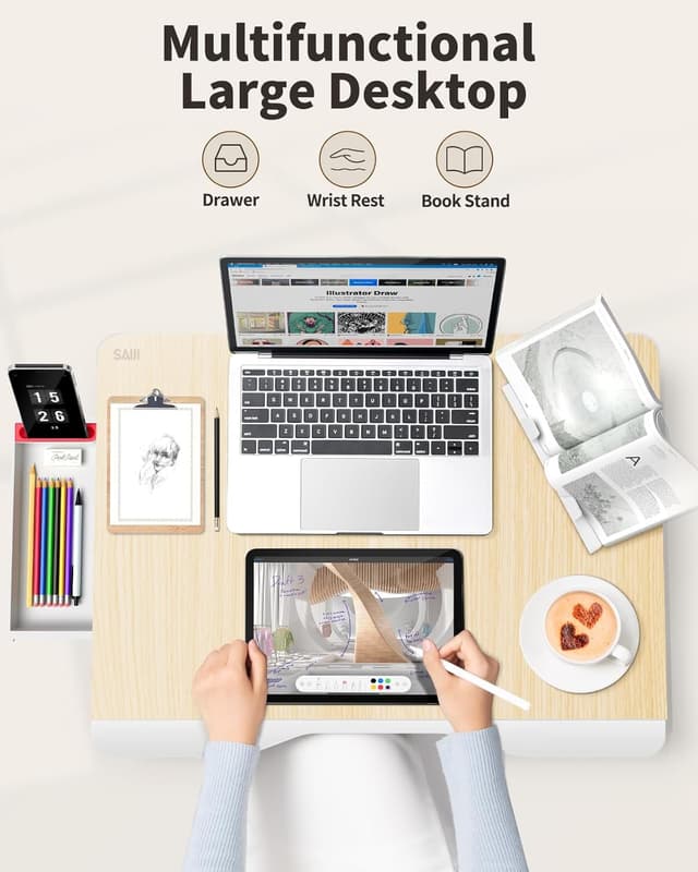 Detalle 2 de SAIJI Laptop Tablett Bett Tisch XXL