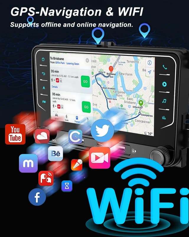 Detalle de ESSGOO 4+64G Android 15 Wireless CarPlay & Android Auto 2-DIN 7-inch Car Stereo for VW Golf, Polo, Caddy & more