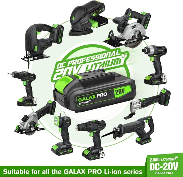 Detalle de GALAX PRO D6001 20V 2-speed Drill Driver & Impact Driver Combo Kit (1.3Ah battery, charger, 11 accessories)
