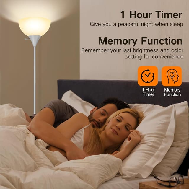 Detalle de OUTON Dimmable Upligther Floor Lamp with Remote Control (3000K–6000K) and 1H Timer