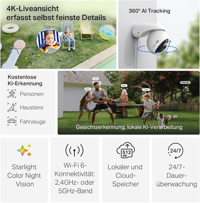 Detalle de Tapo C560WS WLAN-Überwachungskamera 4K