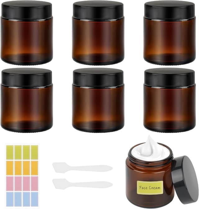 Imagen de Amber Glass Jars 100ml 6 Pack en OfertitasTOP