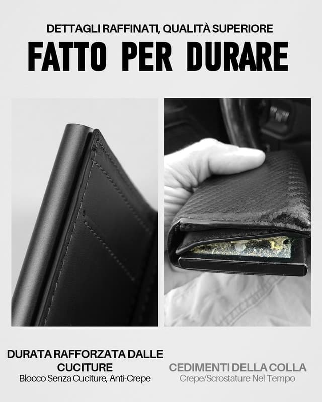 Detalle de MYSHION portafoglio pop-up da uomo con RFID e tasca monete, trifold con finestra ID (nero)