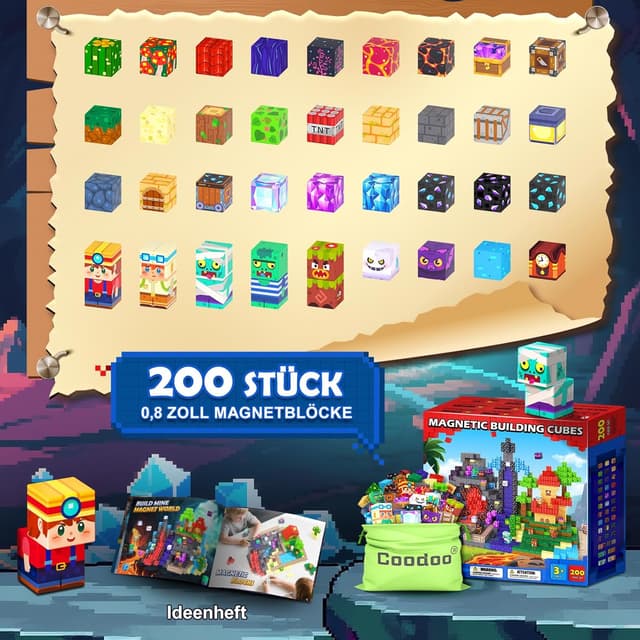 Detalle 2 de Coodoo Magnetische Bausteine 200 Teile