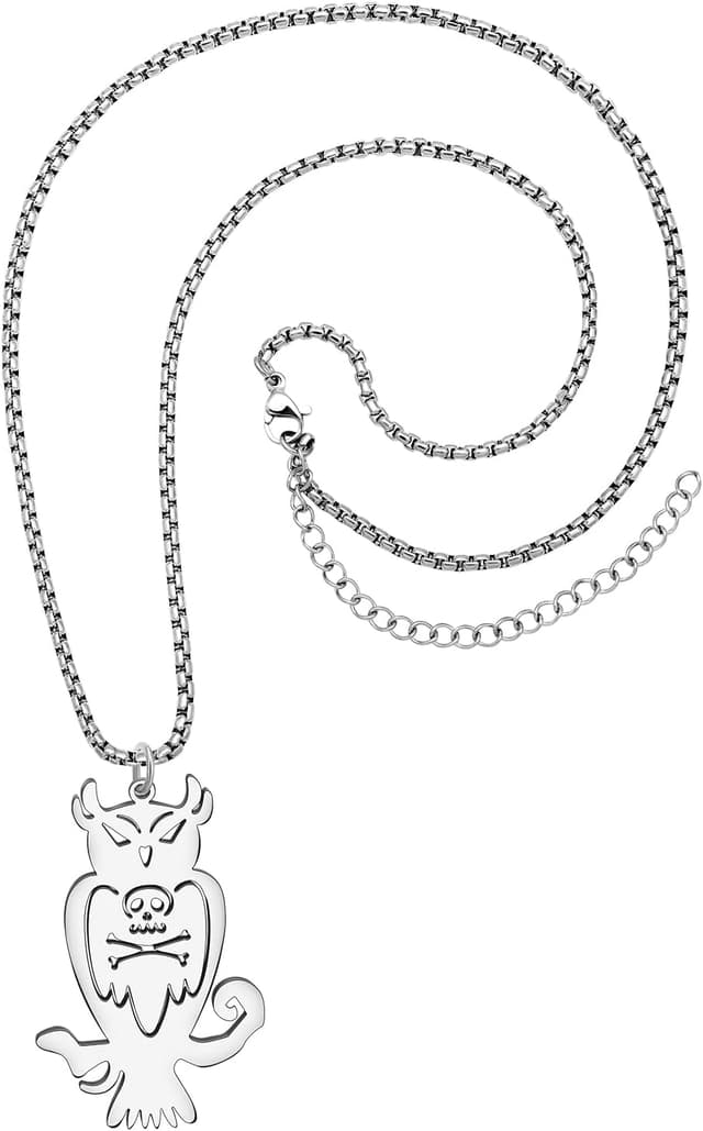 Detalle 2 de Collier DOWAY en acier inoxydable avec pendentif hibou plaqué or 18K (50 cm + 7 cm)