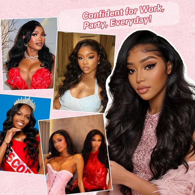 Thumbnail 5 de olimaruly 18-inch 100% Virgin Human Hair Body Wave Half Wig (Natural Black) – Drawstring, Glueless Wear & Go