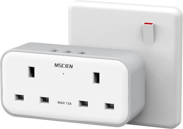 Detalle de Mscien Double Plug Adapter 13A with 3 USB š
