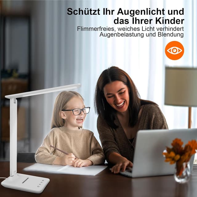 Detalle 2 de Jumoking Schreibtischlampe LED Dimmbar 5 Farben