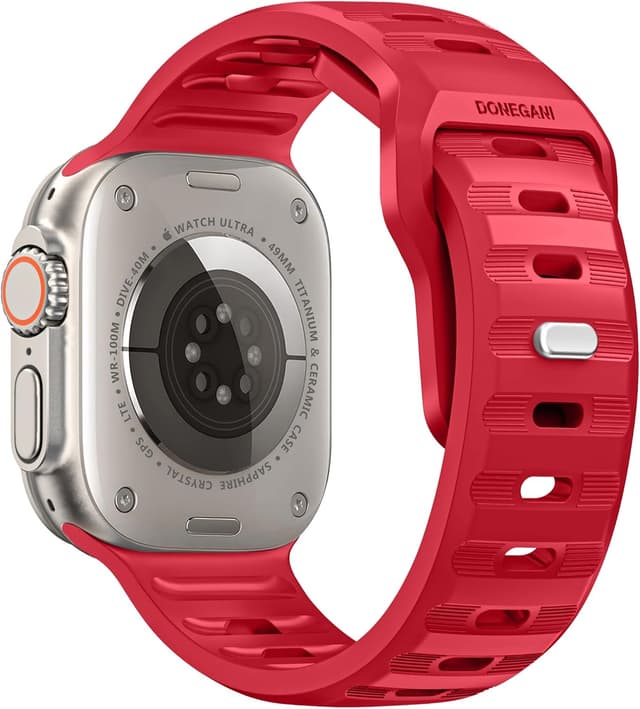 Detalle 2 de Bracelet Sport ELETTRONEO UC1 en silicone pour Apple Watch Rouge Noël (Ultra 3, Series 11/10/9/8/7/6/5/4/SE/3/2/1, 40/41/42/44/45/46/49 mm)