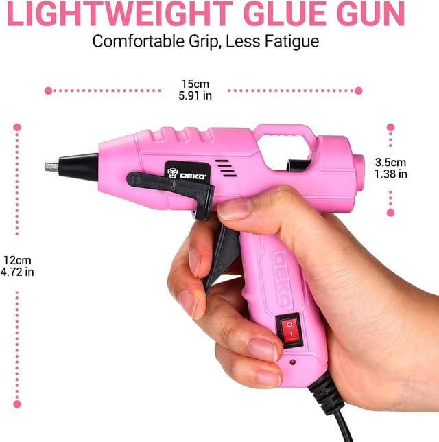 Detalle 2 de DEKO 20W Mini Hot Glue Gun Kit (7mm) with 30 Glue Sticks – Pink