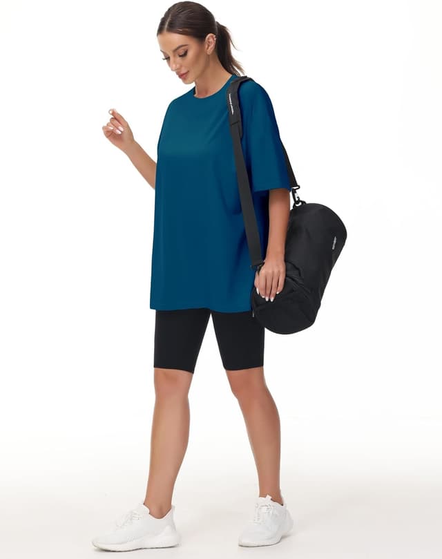 Detalle 2 de THE GYM PEOPLE T-Shirt oversize donna in maglia sportiva traspirante a maniche corte