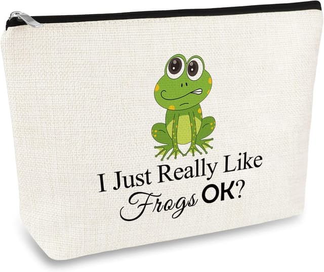 Detalle de Frog Lover Gifts Funny Frog Cosmetic Bag – double-sided frog print travel pouch for makeup and toiletries