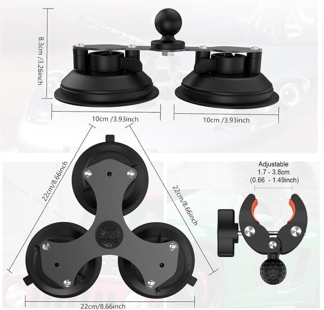 Detalle de UNSTINCER Action Kamera Halterung mit 5 Saugfüßen