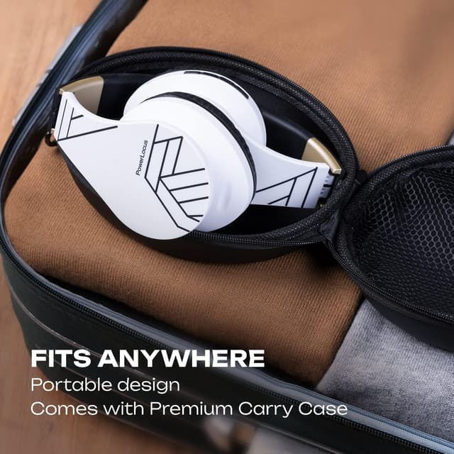 Detalle 2 de PowerLocus Bluetooth over-ear headphones with mic, microSD/TF and foldable design (Black/White)