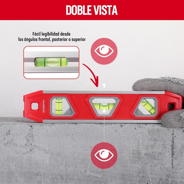 Detalle 2 de WORKPRO Nivel de Burbuja Magnético 23 cm
