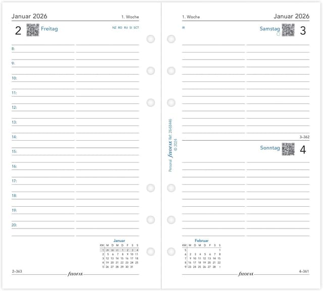 Detalle 2 de Filofax Kalender Personal 1 Tag pro Seite 2026 đź“…