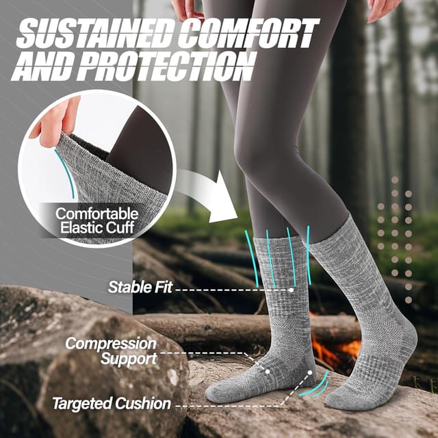 Thumbnail 2 de ANTSANG Merino Wool Hiking Socks 5 Pairs