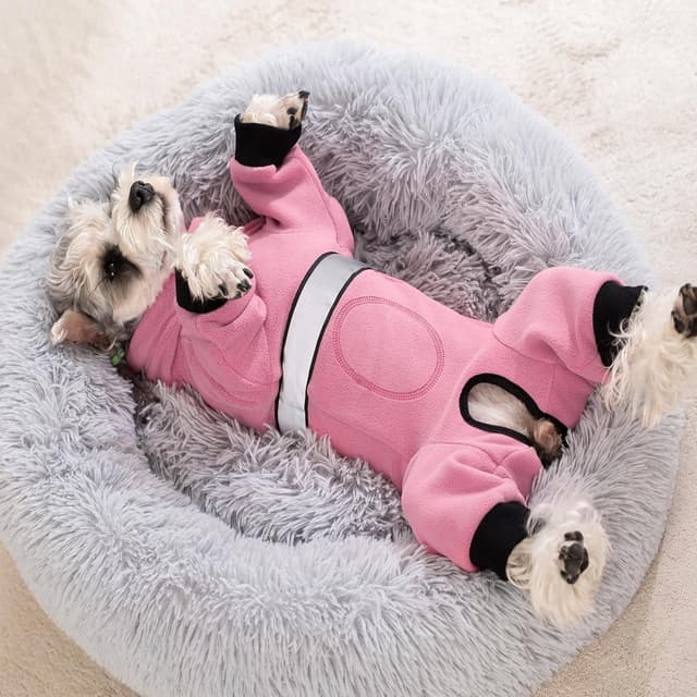 Thumbnail 6 de BT Bear Warm small dog winter coat, adjustable fleece jumpsuit with D-ring and reflective strip (Size S, Pink)