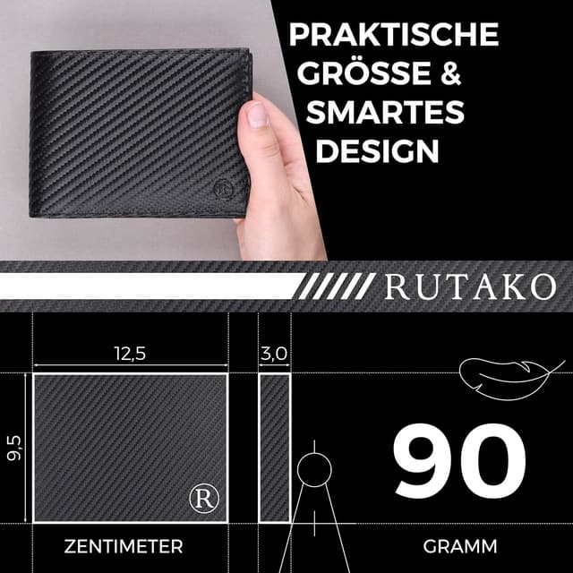Thumbnail 4 de RUTAKO Leder Geldbörse Herren mit RFID Schutz – 12 Fächer