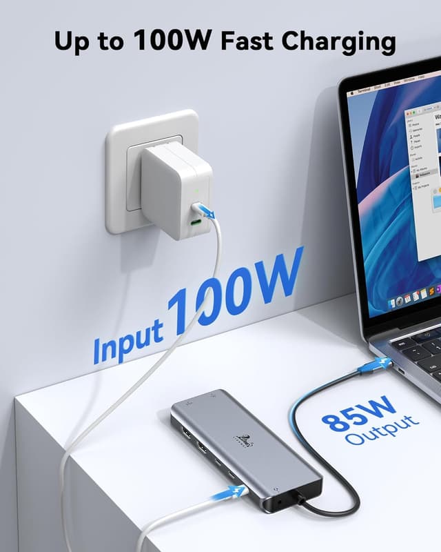 Detalle 1 de USB-C Dockingstation Dual HDMI 4K mit PD 100 W
