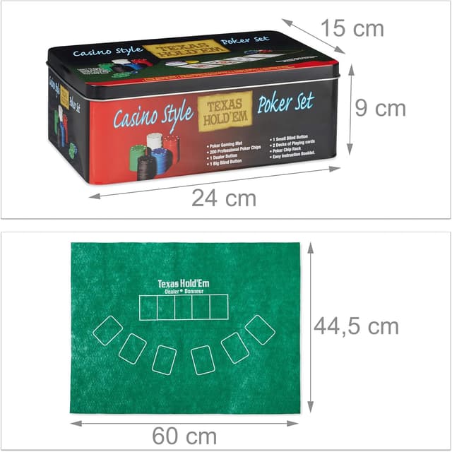 Thumbnail 3 de Relaxdays Set da Poker Completo 200 Fiches