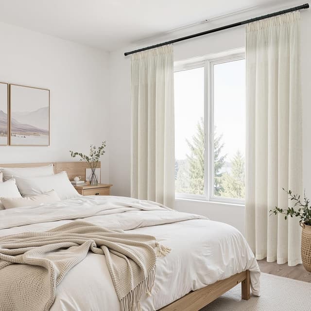 Thumbnail 6 de Topfinel Vorhänge mit Kräuselband (2er Set) Beige Natural Boho Leinenoptik, halbtransparent – 140×245 cm