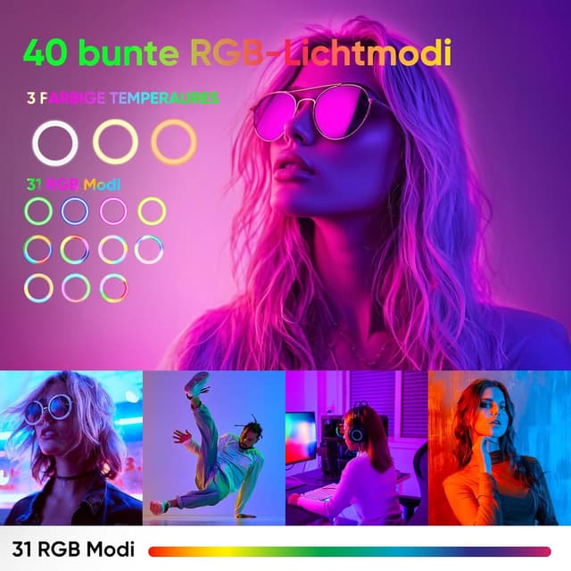 Detalle de KOSCHEAL Ringlicht 12 Zoll für Selfies