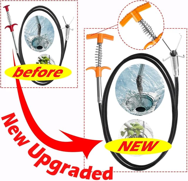 Detalle de Drain Snake Hair Drain Clog Remover Tool Set (flexible grabber claw, sink cleaner + spring snake)