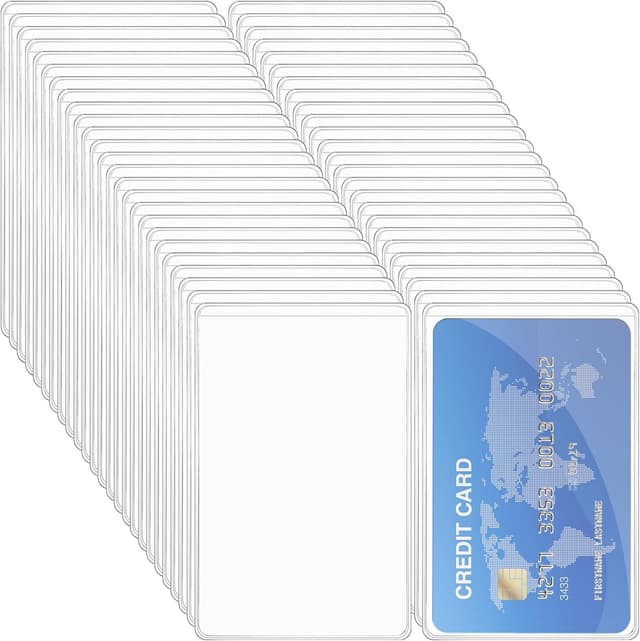 Detalle de Vicloon lot de 50 porte-badges transparents, rechargeables et étanches (PVC) pour cartes