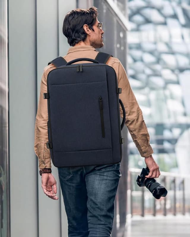 Detalle de LOVEVOOK 45L Reiserucksack Handgepäck (55 x 37 x 22 cm) mit 18-Zoll-Laptopfach, dunkelblau