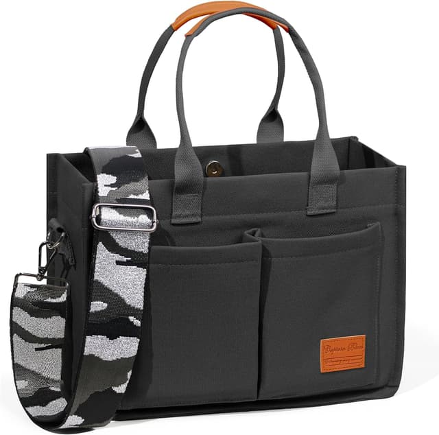 Detalle de Captain Blues canvas tote bag for women with multi-pocket compartments (36 × 14 × 27cm)