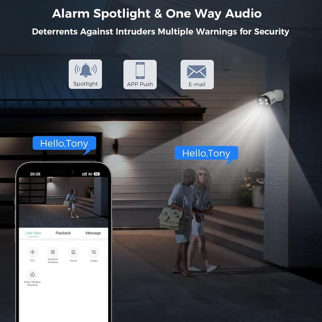 Detalle de Hiseeu 4K Wired Security Camera System with Audio, 3TB DVR, AI Human/Vehicle Detection, 8x 8MP IP67 IP Cameras